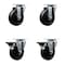 Service Caster 4'' Soft Rubber Wheel Swivel Top Plate Caster Set with 2 Posi Brakes, 4PK SCC-20S414-SRS-2-PLB-2 - alternate 1